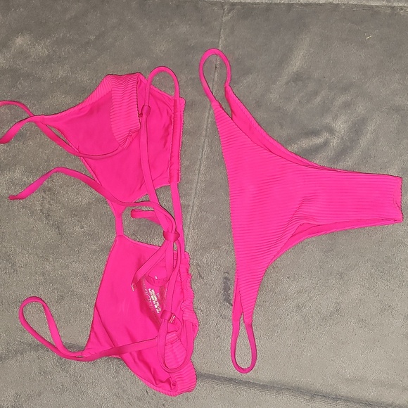 Neon Pink Frankies Bikini Set - Picture 2 of 5